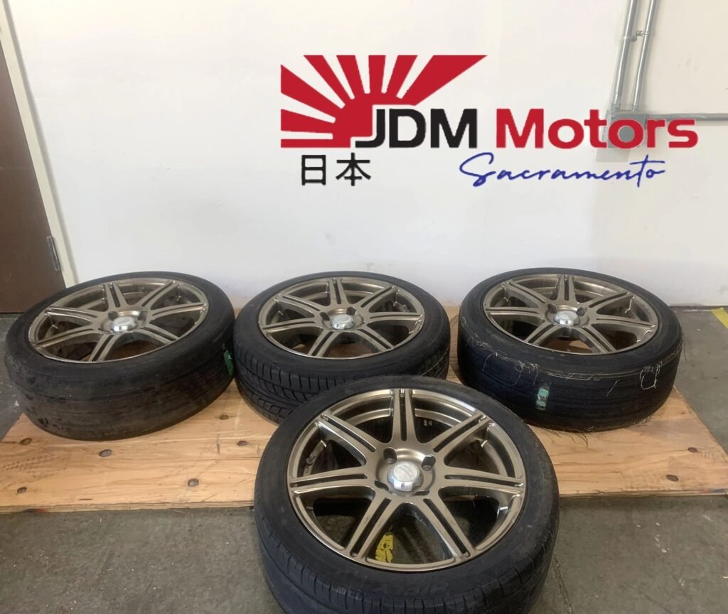 Used JDM Beo Bridgestone 17" JDM Alloy 4 Lugs Wheels 4x114.3 w/ 215/45r17 Tires – Set of 4